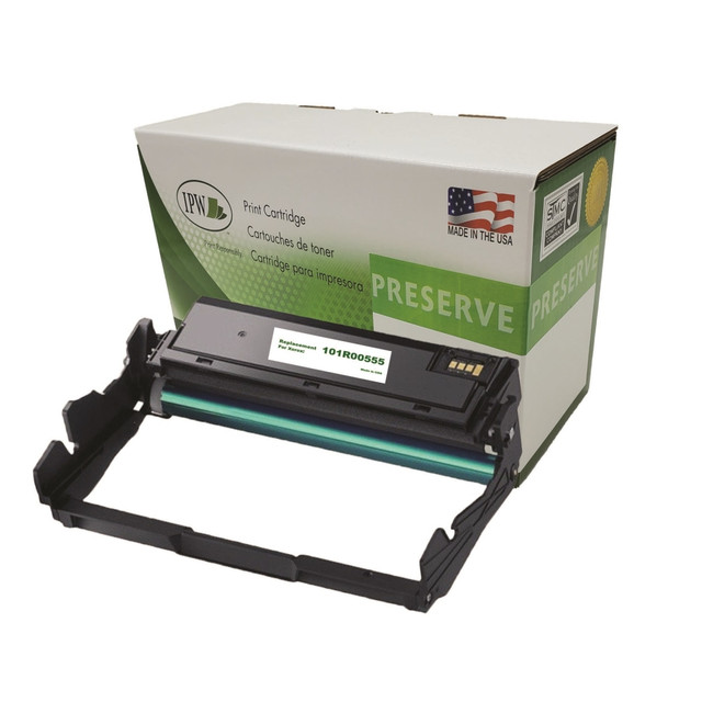Keep your office printer running smoothly with an IPW Preserve Brand 101R00555-R-O Remanufactured Drum Unit For Xerox 101R00555. This drum unit offers reliable performance.  Comparable to the Xerox 101R00555 unit.  Yields up to 30,000 pages.  Offers dynamic prints.  Remanufactured - made from quality recovered cartridges, helping you save resources, reduce waste and potentially save money.  Recycling solution - designed to encourage recycling, helping you divert materials from landfill.  Contains Recycled Content - See Specs for Details.