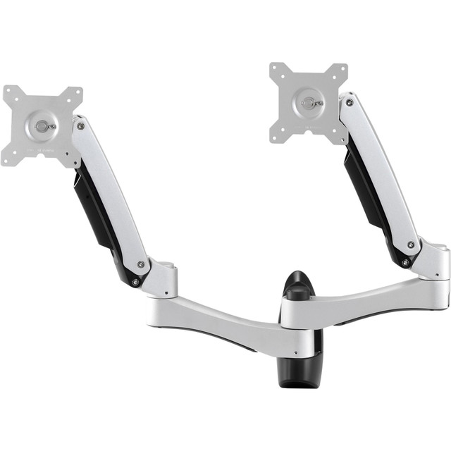 This dual monitor wall mount allows the connection of flat panel monitors through standard VESA mounting brackets. Amer Mounts' revolutionary hinge modules are designed to enable display monitors to be rotated, swiveled and tilted. The engineering of the AMR2AW is designed to meet high ergonomic expectation and to be rugged without compromising the aesthetics of design. The AMR2AW is constructed with aluminum alloy to ensure sturdiness. It will support various monitor sizes with a weight range of 4.4 to 22.1 lbs. (2-10Kg). The recommended maximum monitor size is 24". This product must have an appropriate wall base to support the mount fixture.