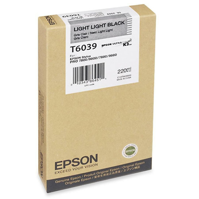 Compatible Epson models: Stylus Pro:  7800,  7880,  7880 ColorBurst,  9800,  9880,  9880 ColorBurst.  .    Utilizes inkjet print technology for maximum printing efficiency with added productivity  Features Light Black print color to better suit your requirements with maximum efficiency  220 mL ink volume for better reliance and maximum usability  Provides longevity with added printing efficiency to better meet your requirements  Recycling solution - designed to encourage recycling, helping you divert materials from landfill.