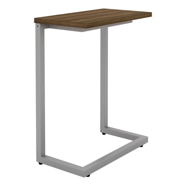 Table with a powder coat frame features a compact, space-saving design to let you add a versatile piece to any modern room. Its minimalist design makes it perfect to sit between chairs.  Assembled Dimensions: 17-7/16inW x 9-15/15inL x 26-1/2inH  Use the top surface to display business cards, magazines, lighting and more.  Assembly required.  Backed by the manufacturers 5-year limited warranty.