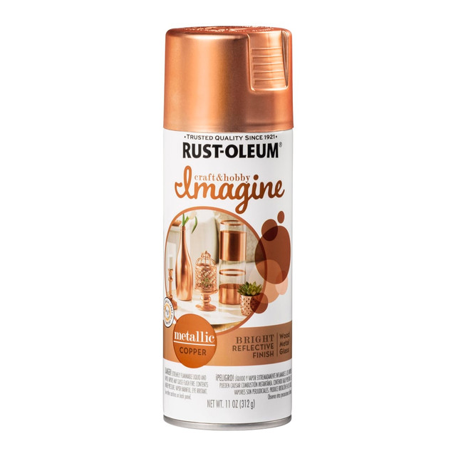 Tackle your next DIY project with Rust-Oleum Imagine Craft and Hobby Spray Paint. Available in vibrant hues, this spray paint makes your work stand out.  Ideal for wood, metal, paperboard, hardboard and other surfaces.  Sprayer allows quick and easy application.  Cleans with soap and water.  For indoor use only.