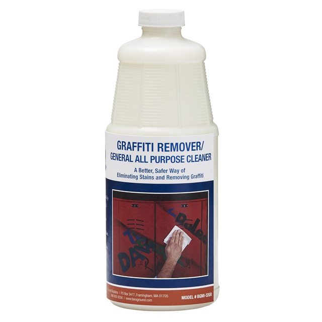 Clean hard-to-remove stains around your home, office or facility with this graffiti remover. The all-natural formula is nontoxic.  Ideal for hardwood floors, as well as wooden, metal, plastic and tile surfaces and is safe on most marine, autos and RVs. Use to remove grease, spray paint, tar, markers and pencil marks, and mold, mildew and calcium chloride buildup from most hard surfaces.  Clings to vertical surfaces to help prevent dripping, running and re-staining as you clean.  All-natural cleaner is nontoxic to eliminate the need for gloves and masks.  Formula is nonflammable and releases no harsh fumes or acids for safety.  Eco-conscious choice - has one or more meaningful eco-attributes or eco-labels.