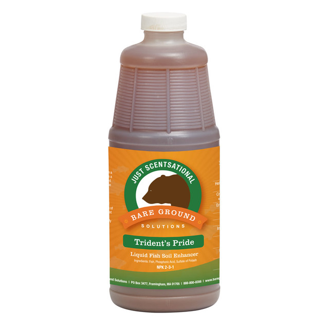 Improve the health of your soil using Just Scentsational Tridents Pride Liquid Fish Fertilizer. The cold-pressed fish hydrolysate soil enhancer leaves behind minimal odor.  Provides rapid and optimal growth in place of chemical fertilizers.  All natural cold-pressed fish hydrolysate soil enhancer.  Cold pressing helps to ensure beneficial active agents are not killed off.  Minimal odor.