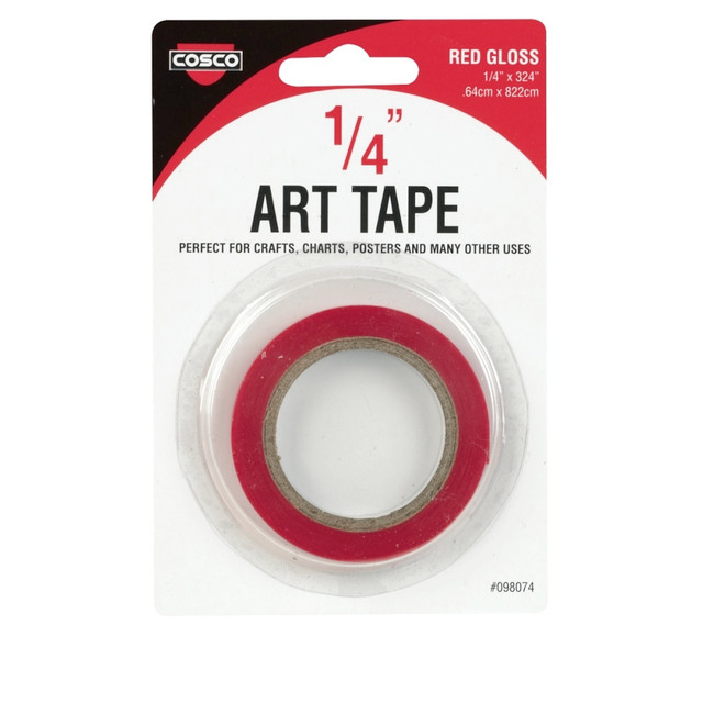 Perfect for making artwork, signs, charts and more  Glossy finish lets you add bright color to any project  Will adhere to paper, glass, metal, plastic, and many other surfaces  Tape is 1/4in wide by 9 yards length