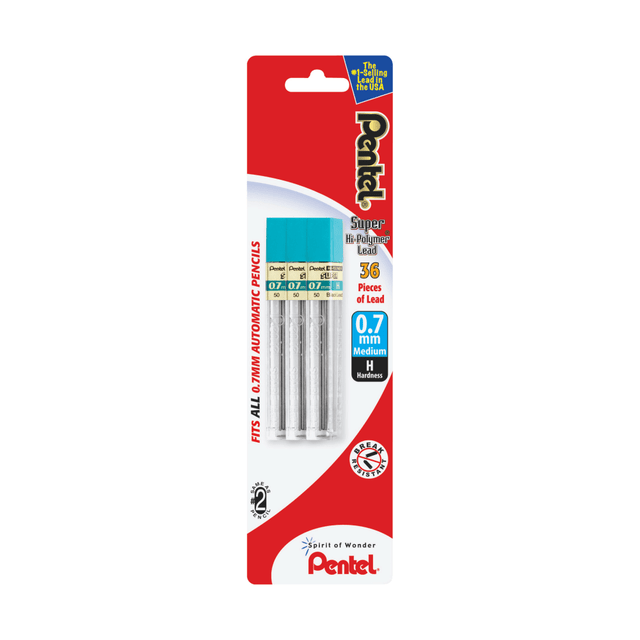 Grab a mechanical pencil and head to your next meeting or class without scribbling on a piece of paper to make sure that your pen is working. Great for everyday writing, this Pentel Super Hi-Polymer lead refill helps you create dark lines that are easy to read when reviewing your notes.  Medium-size, 0.7 mm lead refill is excellent for everyday use.  Durable polymer construction resists breaking under pressure.  This mechanical pencil lead refill delivers clean, smooth lines.