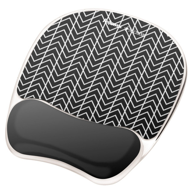 Stylish and comfortable for use all day  Self-adjusting gel support conforms to your wrist for personalized comfort.  Microban antimicrobial protection keeps your product cleaner.  Stain-resistant polyurethane covering wipes clean with damp cloth.  Non-skid rubber backing keeps mouse pad wrist rest in place.  Chevron pattern is black and white.  Manufacturers 1-year limited warranty.  Antimicrobial is an agent that kills microorganisms or stops their growth.