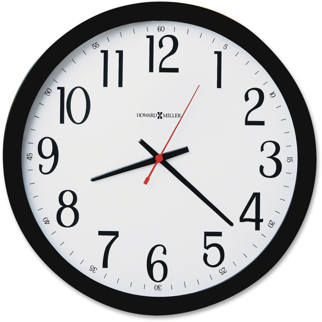 Glass crystal clearly displays highly visible white face.  Quartz, battery-operated design requires 1 AA battery (sold separately).  16in design mounts to wall for optimum display.  Easy-to-read Arabic numerals and hands are visible from a distance.