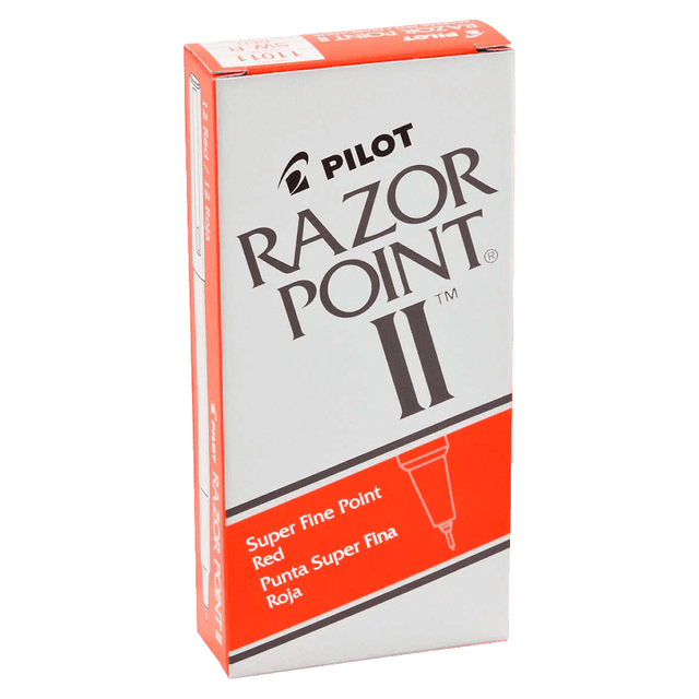 The extra fine Razor Point Fine Line Marker Pen is perfect for delicate writing. A plastic point tip supported by a metal collar makes for long lasting performance and smooth writing capabilities.