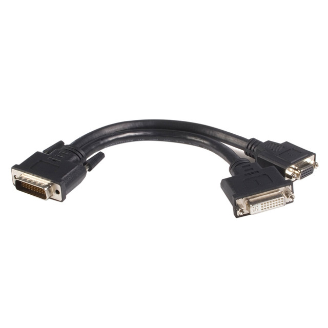 Connect one VGA monitor and one DVI monitor to your DMS / LFH graphics card. This DMS 59 to DVI and VGA Y cable allows you to break out one LFH 59 or LFH 60 (DMS 59 and DMS 60) connection on Matrox Qid, nVidia Quadro, and PNY Quadro cards into one DVI-I dual link female connector and one high density DB15 female connector, letting you to connect one VGA monitor and one DVI monitor for a cost-effective dual display solution.