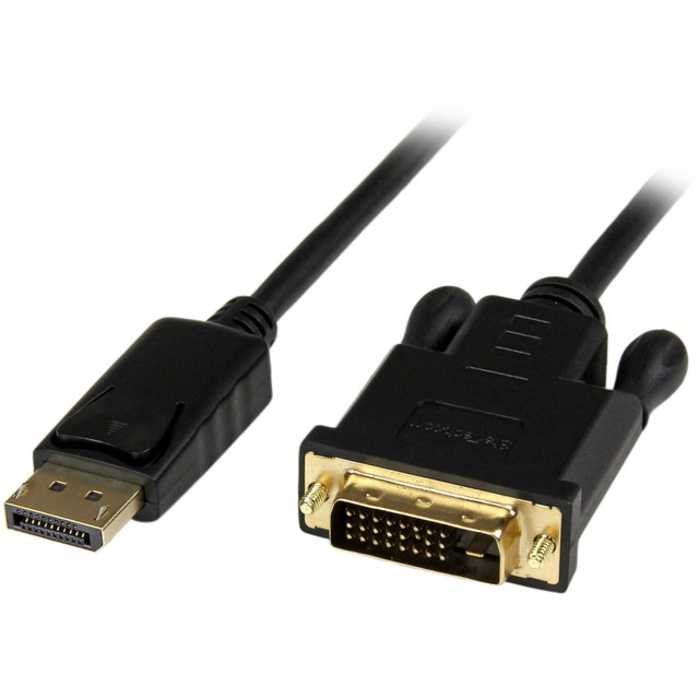 EASY TO USE: With no software or drivers required, the DP to DVI cable/cord works with any OS including Windows, Ubuntu and macOS; DisplayPort male to DVI male cable  COMPATIBILITY: Active video converter supports DP (single mode) or DP++ (multi-mode) source including workstations, desktops (AMD/Nvidia), laptops, small form factor computers & docking stations  INTEGRATED DISPLAY CABLE: DisplayPort to DVI adapter cable has slim & flexible design w/ adapter chip built into DVI connector reducing clutter & providing a tidy install in the office, boardroom or home office  LATCHING DISPLAYPORT & SCREW LOCKING DVI: Latching DP connector ensures a solid host connection, and chip built into DVI connector minimizes signal loss | Supports DVI screw locking cable to prevent cable from coming loose or accidental disconnection  DISPLAYPORT TO DVI CABLE: 3ft (0.9m) DisplayPort 1.2 (HBR2) to DVI-D single-link cable connects a DVI display, monitor or projector | 1920x1200/1080p 60Hz or 4K 30Hz (HDMI clock rate); EDID pass-through ensures compatibility between source & display