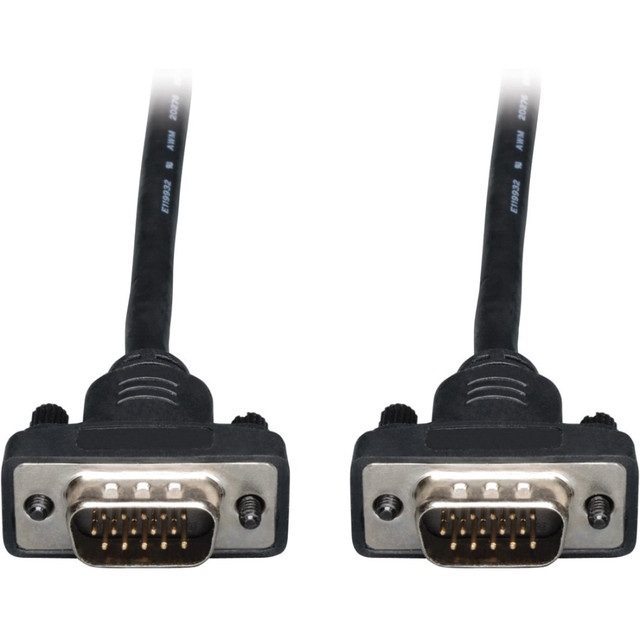 Excellent signal quality. With a double shielded design, this VGA cable effectively reduces interference, ensuring high-resolution imaging for all connected devices.  Corrosion-resistant connectors. Nickel-plated connectors enhance the cables longevity by resisting corrosion and ensuring consistently strong connections.  Durable construction. The cable features molded connectors that enhance durability and provide a secure connection, minimizing the risk of wear and damage over time.  Low-profile design. The low-profile feature allows for easier routing in tight spaces, making it ideal for setups that require efficient use of space.