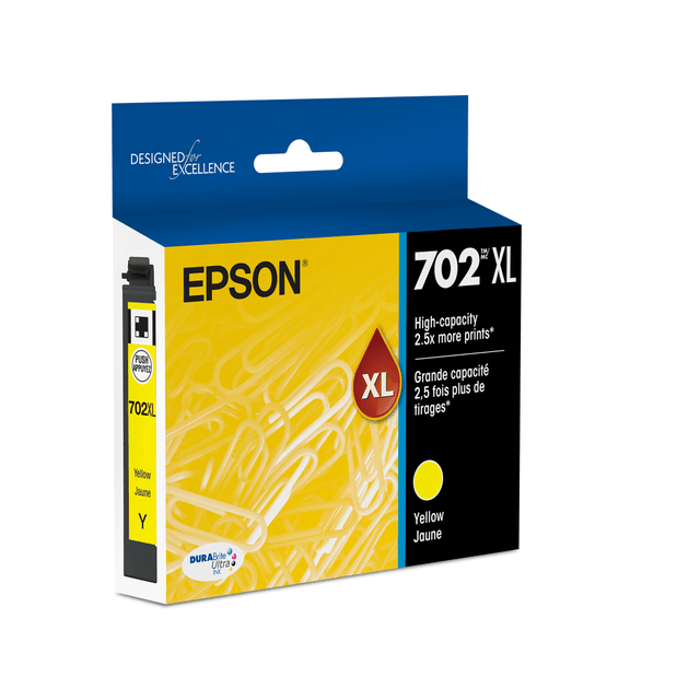 Compatible Epson models: WorkForce:  Pro WF-3720,  Pro WF-3730,  Pro WF-3733.  .    Inkjet cartridge gives you outstanding print quality  Intended for profitability. High offers a high volume of prints from one set of cartridges.  Features Yellow print color for reliable, productive, and desired results with added usability  Delivers precise, sharp, and reliable printing with maximum usability  Yields up to 950 pages.  DURABrite Ultra Ink produces prints that look brilliant on both plain and glossy photo paper.  Worry-free handling - smudge, fade and water resistant prints.  Helps Avoid Waste - Designed for extended use, helping reduce or eliminate material use and potentially save money.  Recycling solution - designed to encourage recycling, helping you divert materials from landfill.