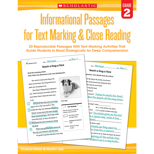 Great for helping improve reading skills in youngsters, this book features 64 pages of interesting text passages. The book prepares students for critical thinking by asking them to sequence events, point out cause and effect and much more.  Helps students develop strong reading skills.  Offers text passages that focus on text-marking practice. Asks children to find critical information, such as the main idea and details, identify cause and effect and put events in order.  64 pages provide plenty of practice.