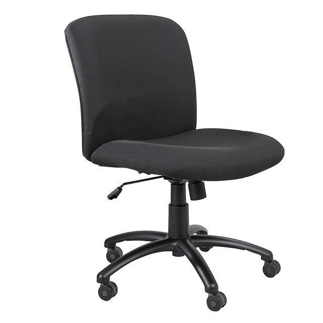 Cushioning and tilt controls support any body type  36 1/2-40 1/2inH x 27inW x 30 1/4inD.  Weight capacity tested to support up to 500 lb.  Thick foam and steel provide sturdy yet comfortable seating. The roomy seat and back cushion feature thick foam for long-term comfort while the heavy-duty steel base holds up to constant use.  Built to support multiple users. Perfect for call centers, shift work, nurses stations and more!  Tilt controls for optimal positioning. Find your perfect position instantly with this chairs various tilt controls. Adjustable forward tilt lets you tilt the seat forward/downward so thighs slope downward reducing disc pressure during forward-oriented tasks such as typing. Recline your seat and backrest simultaneously at the same ratio using the adjustable tilt angle and control the amount of effort it takes to recline with the tilt tension adjustment. Once you have found your favorite position, lock it into place with tilt lock.  1-touch seat-height adjustment for proper posture. Use the pneumatic lift to instantly raise or lower your chair to the height thats most comfortable for you. Experts recommend that you sit with your thighs and lower legs at a 90 deg. angle and your feet flat on the floor.  Dual-wheel casters for easy mobility.  Assembly required.  Backed by the manufacturers limited lifetime warranty.  Optional adjustable T-Pad arm kit, SAF3496BL  For the optional armrests, order item# 601655.  GREENGUARD certified - certified for low chemical emissions: UL.COM/GG - UL 2818. Ranked in two tiers: Certified and Gold.  Tested to meet ANSI/BIFMA Performance Standards - Manufacturer testing has been conducted on this product to meet specific performance requirements and safety standards set forth by the American National Standards Institute (ANSI) and the Business and Institutional Furniture Manufacturers.  Less harsh chemicals - made with fewer harsh chemicals, or safer chemicals than typical alternatives, helping  reduce your use of and exposure to substances that may be more harmful to your health and the environment.
