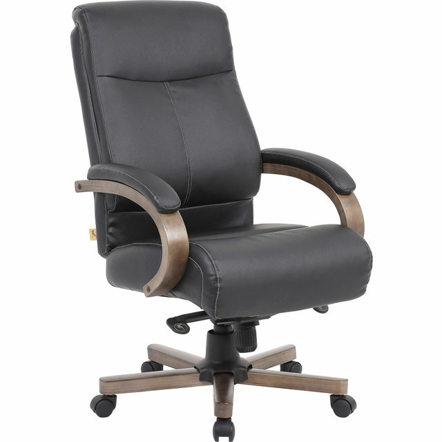 Limited 5-year warranty  Seat adjusts in height for better positioning  Padded seat, back and arms  Other comforts: knee tilt and upright locking position  Luxurious leather upholstery