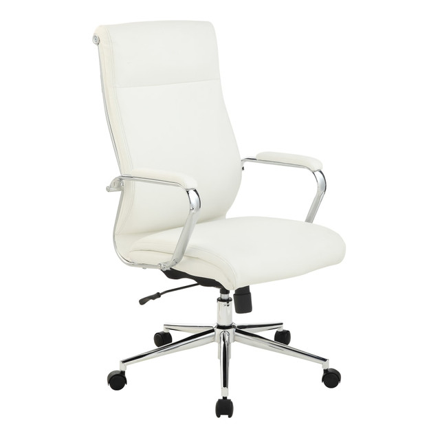 Stay comfortable throughout the workday while seated in the Office Star Dillon Ergonomic Antimicrobial Fabric High-Back Managers Office Chair. This executive chair boasts a variety of adjustments to suit your needs. Lumbar support helps to reduce pressure on your lower back to reduce fatigue.  Ergonomic design allows for comfort throughout the day.  Weight capacity tested to support 275 lb.  Recommended for performance use 6-8 hours per day.  Overall Dimensions: 48inH x 29inW x 27-1/4inD.  High back.  Padded, contoured seat and back are upholstered with antimicrobial fabric.  Lumbar support.  Adjustable office chair with 1-touch pneumatic height adjustments with locking tilt and tilt tension.  Padded armrests.  Chrome base with dual wheel carpet casters.  Office Star chair boasts a swivel base.  Assembly required.