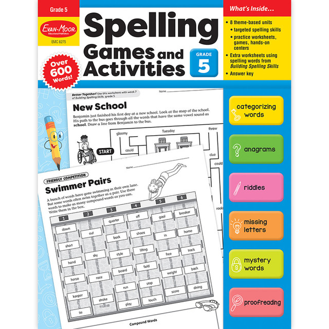 Give students engaging spelling and word practice using words from across the curriculum with interesting real-world themes. Use these worksheets to help students spell words correctly, write effectively, and expand their vocabulary and language skills. Spelling and word-study skills practice includes: inflectional endings, r-controlled vowels, prefixes, suffixes, multisyllable words, vowel digraphs, consonant blends, and more!  Theme-based units.  Engaging worksheets.  Hands-on activities and games.  176 reproducible pages.