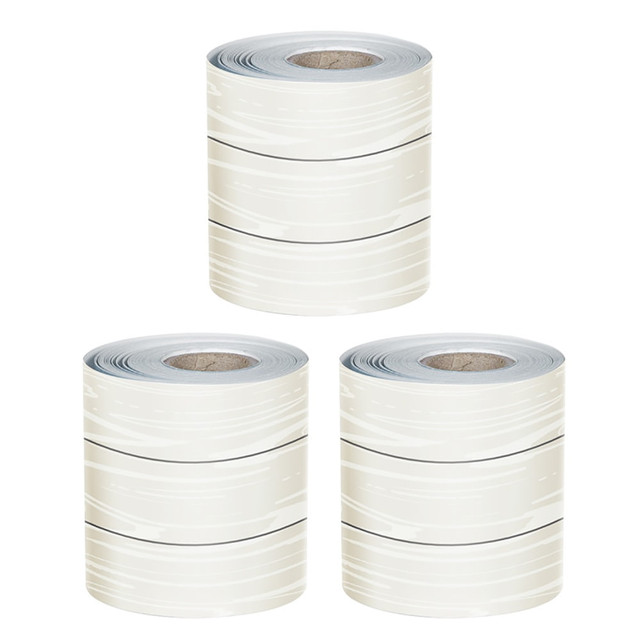 Decorate your classroom with the Carson-Dellosa Education Rolled Straight Border. The borders are rolled and help you decorative bulletin boards, walls and more.  Rolled borders offer plenty of decorations.  Ideal for placement on bulletin boards, desks, walls, lockers and more.  Sold as a pack of 3 rolls.