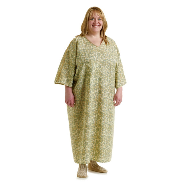 Patients will enjoy the comfortable feel of these gowns, while caregivers will be able to identify the patients who are at risk of falling. The bright color delivers a clear, but discreet message to doctors and nurses.  Ensures caregivers know which patients have a risk of falling in a clear, yet discreet manner.  PerforMAX polyester material offers a comfortable feel and retains color through multiple washings.  Tie side closure for a custom, secure fit.  Features a 64in sweep with 45in length and 7in sleeves for an ideal fit.  Features a 78in sweep with 49 1/2in length and 5in sleeves for an ideal fit.