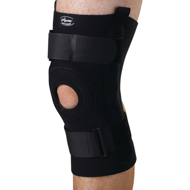 Make sure your knee is on the right path to recovery  4-way stretch, 1/8in neoprene provides uniform compression for excellent support.  Removable U-buttress can be positioned in the superior or inferior position to accommodate the users needs.  Medial and lateral heavy-duty hinges offer excellent stability.  Smooth, soft-seam design helps reduce irritation caused by conventional seams.  2 circumferential straps with loop lock closures help prevent sliding and control the patella.