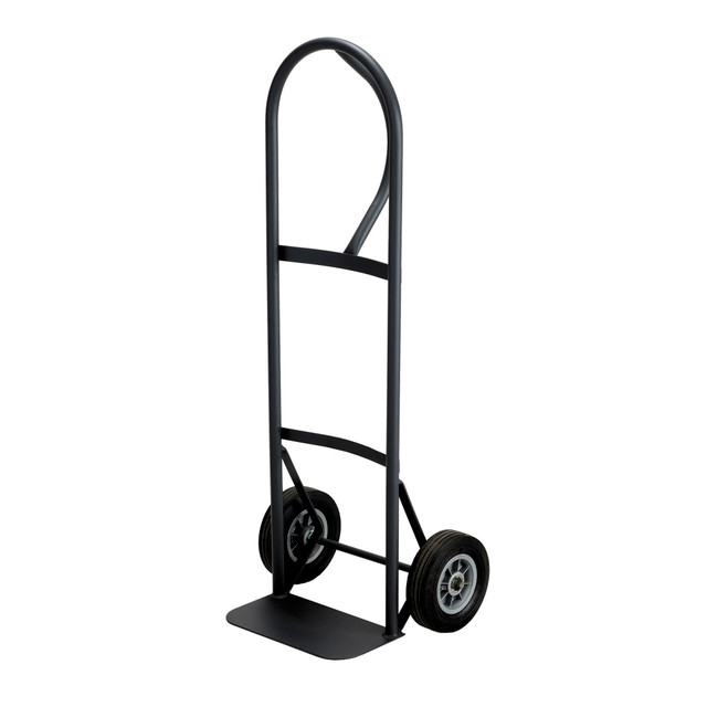 P-Loop Hand Truck is functional and built to last. Heavy gauge tubular steel frame with welded joints provides extra strength.  Features include a 14in x 7in toe plate and 8in solid rubber wheels with ball bearings.  Holds up to 400 lb.  Shipped fully assembled.  GREENGUARD certified - certified for low chemical emissions: UL.COM/GG - UL 2818. Ranked in two tiers: Certified and Gold.  Less harsh chemicals - made with fewer harsh chemicals, or safer chemicals than typical alternatives, helping  reduce your use of and exposure to substances that may be more harmful to your health and the environment.