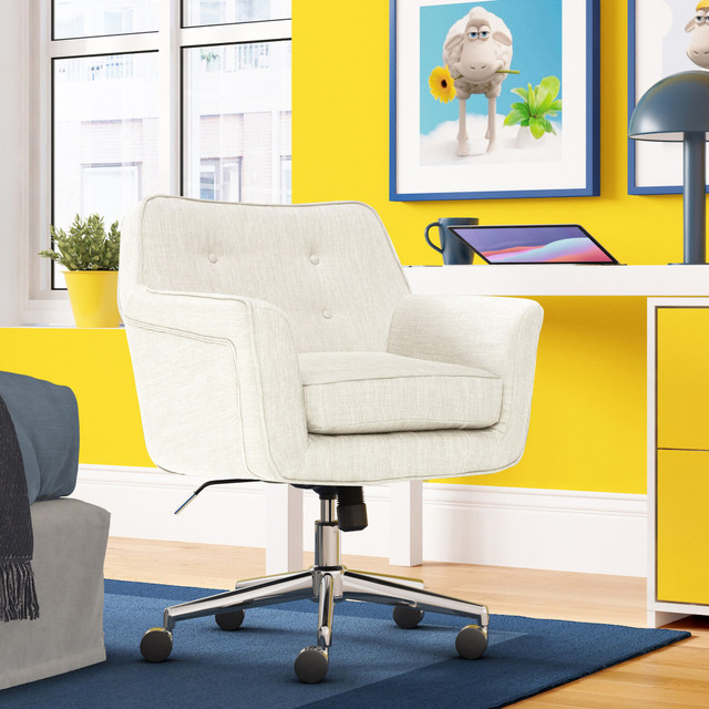 A comfortable office chair is a simple way to help maintain your energy and focus during a busy day. The memory foam cushions help make sure that you can stay relaxed and properly supported as you work.  Overall Dimensions: 36 3/4inH x 25 1/2inW x 28 1/4inD.  Weight capacity tested to support 250 lb.  Lumbar feature supports your lower back and enhances the natural curve of your spine.  Fabric-covered memory foam seat offers cushioned comfort.  One-touch pneumatic adjustments help you find the proper height.  Tilt adjustments make it easy to change your sitting angle.  Padded arm rests offer support for your arms and wrists as you type.  Stainless-steel base offers a sleek, modern look, while the casters give easy 360 deg. mobility around your office.  Assembly required.  Tested to meet ANSI/BIFMA Performance Standards - Manufacturer testing has been conducted on this product to meet specific performance requirements and safety standards set forth by the American National Standards Institute (ANSI) and the Business and Institutional Furniture Manufacturers.