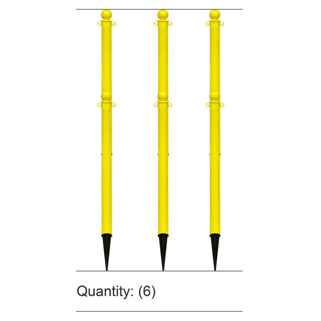 Mr. Chain 70402-6 Pedestrian Barrier Kits; Chain Material: Polyethylene ; Post Material: HDPE ; Surface Pattern: Solid Color ; Chain Color: Yellow ; Post Color: Yellow ; Chain Trade Size: 8in