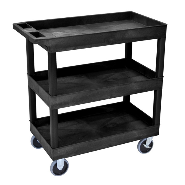 Why lift and carry heavy supplies if you donT have to? Whether you are bussing tables or transporting your presentation equipment into the conference room, this utility cart helps make the job faster and easier.  Multiple tub shelves feature a retaining lip to accommodate different-sized materials.  Weight capacity tested to support up to 500 lb.  Assembly required.  Contains Recycled Content - See Specs for Details.