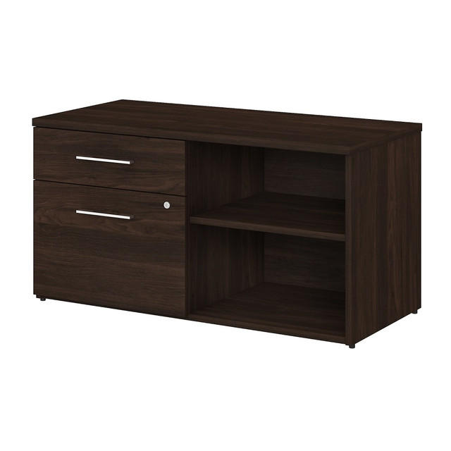 Keep important work materials organized and secure inside the Office 500 Low Storage Cabinet with Drawers and Shelves. Available in 4 attractive finishes to complement any environment, this versatile storage credenza is a perfect way to manage paperwork and supplies while reflecting the style and personality of todays professional.  Low Storage Cabinet makes organization easy with plenty of room for paperwork and office supplies.  File drawer opens on smooth full-extension ball bearing slides for easy access to legal, letter and A4-size documents.  1 box drawer organizes miscellaneous supplies. Single lock secures both drawers to protect sensitive files and personal items.  Right side of the office cabinet features an adjustable shelf to accommodate materials of various sizes.  Storage Cabinet with Drawers and Shelves is finished on all sides to look great facing any direction in a private office or open floor plan.  Surface makes a great printer stand and can also be used to brighten up the room with your favorite decorations.  Assembled dimensions: 44-1/5inW x 20-3/5inD x 23-1/5inH  Assembly Required.  Backed by the Bush Business Furniture 10-Year Manufacturers Warranty. For additional information, please visit: www.bushbusinessfurniture.com/ReturnsExchanges  Standard Delivery Service. Furniture is delivered unassembled.  This product is heavy and/or oversized and may need more than one person to handle.