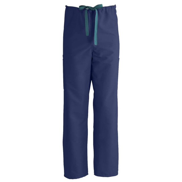 Head out on your shift wearing these scrub pants, which feature a soil-release finish for protection. The polyester/cotton blend is soft against the skin, and the pants feature 3 total pockets to keep instruments and accessories on hand.  Soil-release finish prevents fluids from being absorbed.  Made of polyester and cotton for soft, all-long comfort. ComfortEase fabric helps retain its color, even after industrial laundering.  Back pocket and 2 cargo pockets on the sides for storage.  Classic fit and a drawstring keep the pants securely around your waist.  Machine wash.
