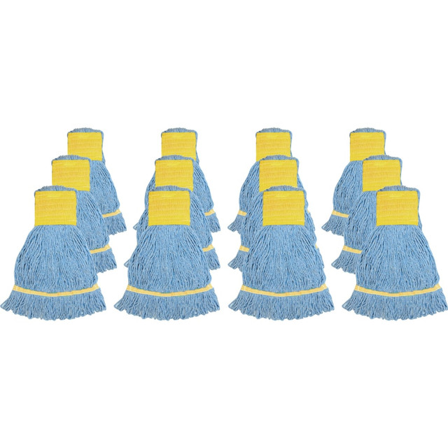 Wide headband and looped ends for greater launderability  Blue and available in other colors for easy color-coding  Absorbs 6 to 7 times its weight  Limited break-in time  Great for general cleaning and disinfecting