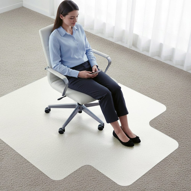 Computex anti-static chair mats provides a high quality and durable solution for floor protection and ergonomics. The active anti-static content helps to protect electrical equipment from the damaging effects of static. Protects your carpet surfaces from office chair casters, general wear, scuffs and spills.  Will not crack, chip, break or shatter under normal use and correct application. Free of phthalates, tin, lead, cadmium and BPA for peace of mind when used around children or pets. Eco-friendly manufacturing with 50% of our manufacturing site"s energy coming from on-site and external renewable sources.  Clear floor protection mats are made from a unique anti-static PVC formulation to provide optimum vinyl performance and durability. Prevents damage and wear to hard floors often caused chair casters and foot wear. Ideal for use with a computer desk or workstation in the home or office  Anti-Static formula helps prevent the build up of static and dust that can be harmful to computers and other electrical equipment. Provides an ergonomic easy glide surface for easy movement of caster based rolling chairs to help reduce leg and lower back fatigue  Guaranteed not to crack, chip, break or shatter under normal use and correct application. Clear plastic formulation allows the beauty of your flooring to shine through  Computex chairmats are 100% free of harmful DIDP Phthalate content for improved air quality over conventional PVC products. Free of chemical content banned from child related products. Also free of tin, lead, cadmium and BPA  All Floortex PVC/ Vinyl protector mats are produced at our manufacturing site where 50% of the energy comes from on-site and external renewable sources  Gripper back for use on standard pile carpets up to 3/8in thick including carpet pad. Not suitable for hardwood or hard floor applications.  Product Size - Rectangular including lip 45in x 53in (Lip Size 25in x 12in)  Backed by the manufacturers Limited Lifetime Warranty.  Contains Recycled Content - See Specs for Details.