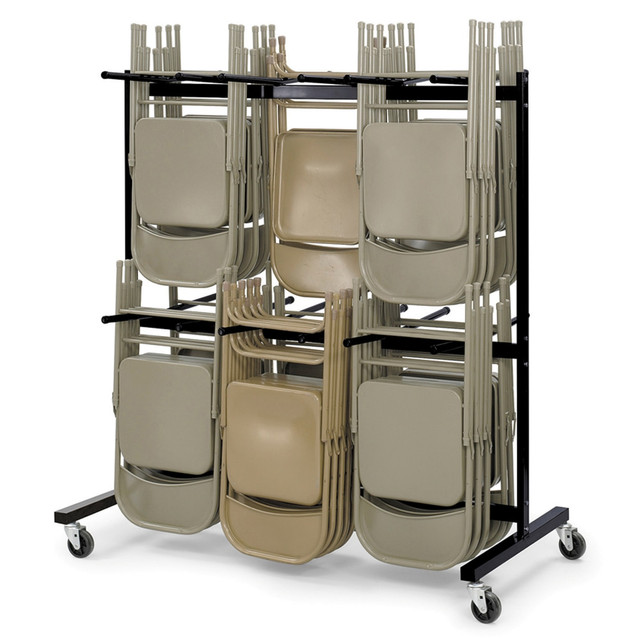 Lets you move and store up to 84 folding chairs at a time!  Sturdy steel construction resists dents and other damage for reliable, long-time use.  Smooth-rolling 4in casters provide easy mobility.  Backed by the manufacturers limited lifetime warranty.  Note: Folding chairs are sold separately.  This product is heavy and/or oversized and may need more than one person to handle.