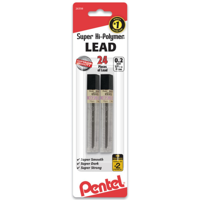 Pentel mechanical pencil Super Hi-Polymer leads let you jot down crisp, clean messages that are easy to read. This lead refill works with most Pentel mechanical pencils and competitors for wide-ranging use at the office.  Strong design guards against breaking under pressure.  Prevents smearing and fading of your penciled drawings and documents.  Produces dark imprints and crisp lines for easy reading.  Super Hi-Polymer refills for your Pentel pencils.  Contains 0.2 mm HB lead refills.