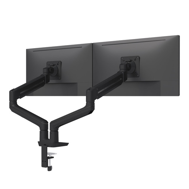 Mount your monitor with the Fellowes SENA 2 Dual Monitor Arm With Finger Touch Adjustment. The height can be adjusted at the touch of a finger, and the aluminum construction offers durability.  Finger-touch height adjustment.  180 lock-out.  VESA 75mm/100mm quick release.  Meets BIFMA x5.5 standards.  Made of durable aluminum.  Includes desk clamp and grommet mount.  Backed by the manufacturer's limited lifetime warranty.  This product is heavy and/or oversized and may need more than one person to handle.