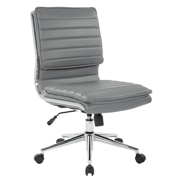 Set up this office chair in your space to maintain comfort and style throughout the workday. The bonded leather and contoured seat offer a soft sitting area, and the height and tilt can be adjusted to fit your size and task.  Overall Dimensions: 40 7/8inH x 20 3/8inW x 23 1/2inD.  Weight capacity tested to support 250 lb.  Bonded leather creates a classic office look. Thick, contoured seat and seat back surround you in comfort.  Lumbar feature supports your lower back and enhances the natural curve of your spine.  Height adjusts to suit your needs.  Locking tilt control features an adjustable tilt tension for positioning.  Strong metal base with dual-wheel carpet casters for rolling.  Swivels to let you face in different directions.  Assembly required.  Tested to meet ANSI/BIFMA Performance Standards - Manufacturer testing has been conducted on this product to meet specific performance requirements and safety standards set forth by the American National Standards Institute (ANSI) and the Business and Institutional Furniture Manufacturers.  This product is heavy and/or oversized and may need more than one person to handle.  Faux Leather is a synthetic material. See specs for details.