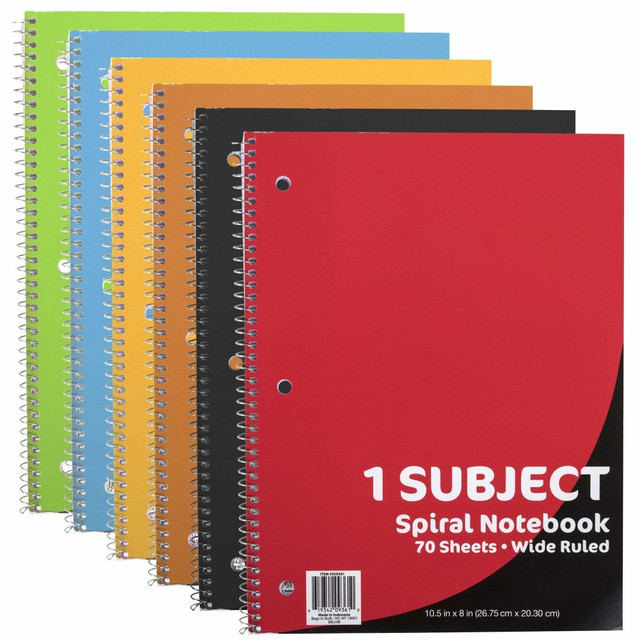 Take notes, jot down lesson plans and complete assignments within Trailmaker Spiral-Bound Notebooks. Pages are securely wire-bound for lasting durability.  Wide-ruled sheets are great for classroom use.  Pages are 3-hole punched.  Perforated sheets allow for easy removal.  Spiral-bound for strength.  Antimicrobial is an agent that kills microorganisms or stops their growth.