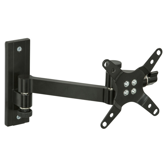 Keep your monitor where its most comfortable for you. This Mount-It! wall mount swivels and tilts, so you can achieve an optimal view of your display for working or playing games.  Compatible with most 30in monitors that weigh up to 33 lb.  Crafted from durable steel.  Swivels 180 deg. at the bracket joint and 300 deg. at the mounting-plate joint.  Tilts for a comfortable viewing angle.  Extends from 3.25in to 11in from the wall.  VESA 75 mm x 75 mm, 100 mm x 100 mm compatible.  Backed by the manufacturers 5-year limited warranty.