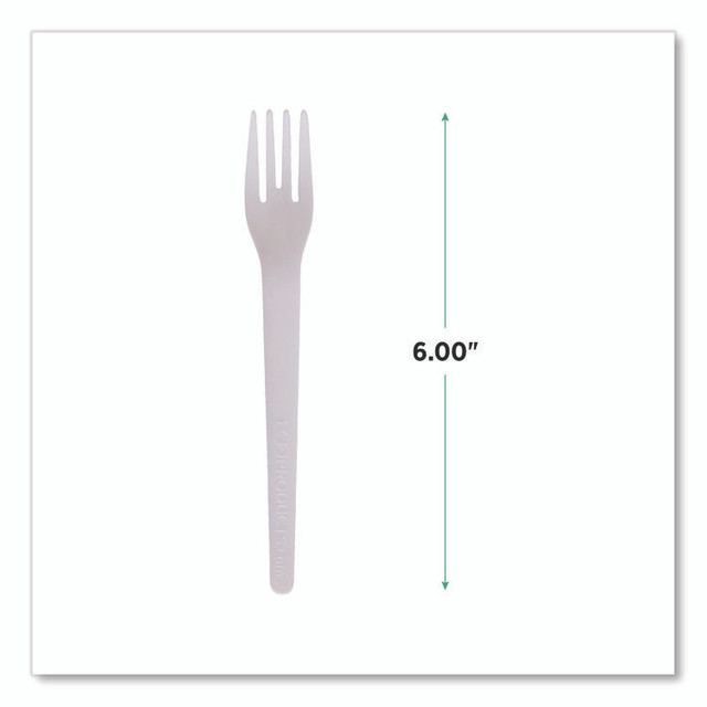 ECO-PRODUCTS,INC. EP-S012 Plantware Compostable Cutlery, Fork, Plastic, Pearl White, 50/Pack, 20 Packs/Carton