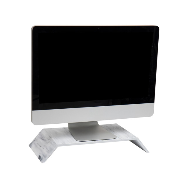 Create a comfortable workstation with help from this monitor stand. The computer stand is made of durable resin, and it allows you to store items underneath it for easy access.  Elevate more than just your desktop: Add other Marbella Collection items such as pen holders, file organizers, and more, to complete your desktop aesthetic  No more desk clutter: store office supplies neatly underneath the monitor stand for even more workspace  Stylish design: sleek and modern marble design, a great addition to any office area. It can hold up to 22lb (10kg)  Stable and easy to clean: This monitor stand is made to be used daily and can be easily cleaned with mild soap and water  Dimensions: just the right size for any desk, this monitor stand measures 9 long x 18.25 wide x 3 inches tall (22.9 x 46.35 x 7.62 cm)