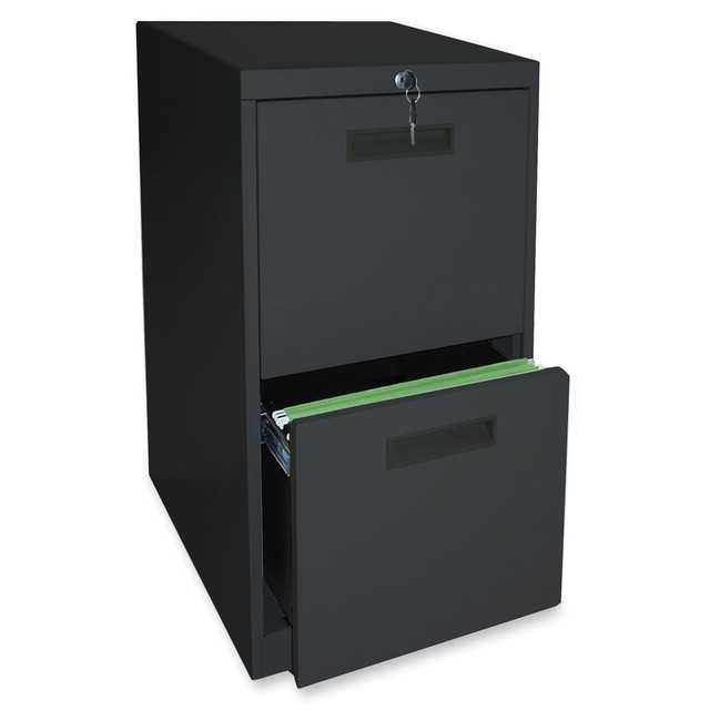 Removable core lock secures all drawers  File drawers accommodate letter-size hanging folders with tabs.  Drawer slides have a 90% extension.  Pedestal is weighted to prevent tipping and made of steel with a powder-coat finish.  4 casters make the pedestal mobile, and the 2 front casters lock for stability.  Contains Recycled Content - See Specs for Details.