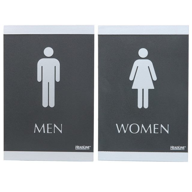Features a raised pictogram and Braille message  Adhesive backing offers easy application on your restroom or bathroom doors.  Meets ADA (Americans with Disabilities Act) placement requirements.