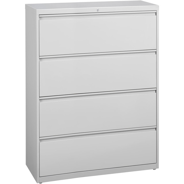 Ready to accommodate letter-size, legal-size, or A4-size files  Hanging file rails for side-to-side filing.  Each drawer has a magnetic label holder.  Core removable lock and dual locking bars for security.  Full-width pull and ball-bearing slide suspension help you open and close the drawers with ease.  Reinforced base with 4 adjustable leveling guides for stability.  Interlock system prohibits the extension of more than one drawer at a time.  Counterweight feature prevents tipping.  Save time - no assembly required!  Backed by the manufacturers limited lifetime warranty.  Tested to meet ANSI/BIFMA Performance Standards - Manufacturer testing has been conducted on this product to meet specific performance requirements and safety standards set forth by the American National Standards Institute (ANSI) and the Business and Institutional Furniture Manufacturers.  This product is heavy and/or oversized and may need more than one person to handle.  Contains Recycled Content - See Specs for Details.