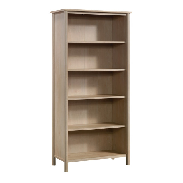 If you need to organize your office space or living area, look to this Sauder bookcase. The display bookcase is made with lightweight panels that make assembly simple and easy. The adjustable bookcase offers 5 total shelves to suit your storage needs.  Lightweight panel construction.  Features 5 shelves, 3 of which are adjustable.  Weight capacity per shelf tested to support 35 lb.  Assembly required.  Backed by the manufacturers 5-year limited warranty.  ANSI/BIFMA Compliant - This product has been tested and verified for compliance with rigorous performance requirements and safety standards related to specific furniture products.  This product is heavy and/or oversized and may need more than one person to handle.
