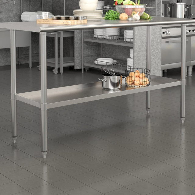 Make room for your cooking supplies with the Flash Furniture Galvanized Adjustable Under Shelf. Made from stainless steel, this galvanized shelf is adjustable in height, which is suitable for under shelf storage.  Durable 18-gauge galvanized stainless steel construction affords durability.  Resists corrosion and rust.  Adjustable shelf height accommodates most items.  Cleans with a neutral detergent.  Weight capacity tested to support 200 lb.  Assembly required.  Backed by the manufacturers 2-year limited warranty.
