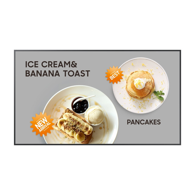 Optimized for digital signage. Featuring the SMART Signage Platform and Samsung VXT CMS, this display is designed specifically for 24-hour commercial use in digital signage, providing a reliable and efficient solution for broadcasting content.  Seamless integration. Compliant with EMC Class B and HDCP 2.2 standards, and featuring a VESA-compatible mount interface, this display ensures easy installation and integration into various environments.  Versatile connectivity. Equipped with three 19-pin HDMI Type-A inputs, two 4-pin USB Type-A ports, and comprehensive audio and RS-232C support, this display offers versatile connectivity options for a wide range of devices.  Wireless connectivity. Supporting Bluetooth, LAN, and Wi-Fi connections, this display offers flexible network and Internet multimedia capabilities, allowing for easy content management and distribution.  High-quality display. With a 32-inch LED-backlit LCD panel, 1080p resolution, and 400 cd/m2 brightness, the display delivers vivid images and sharp text, making it ideal for engaging viewers in any commercial setting.  EPEAT Bronze certified - reduced environmental impact from multiple eco-attributes. Ranked in three tiers: Bronze, Silver or Gold.  ENERGY STAR certified - meets federal guidelines for energy efficiency.  Energy efficient - designed to use less energy than alternative products, potentially helping you save money and reduce your carbon footprint.