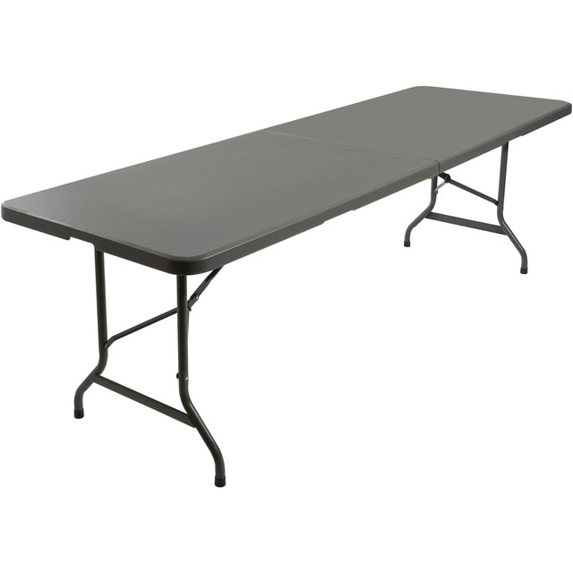 Durable polyethylene is dent-resistant and scratch-resistant  Tubular steel legs fold into recessed cavities beneath table  5-year limited manufacturer warranty  Lightweight; easy to transport, set up and store  Contains Recycled Content - See Specs for Details.