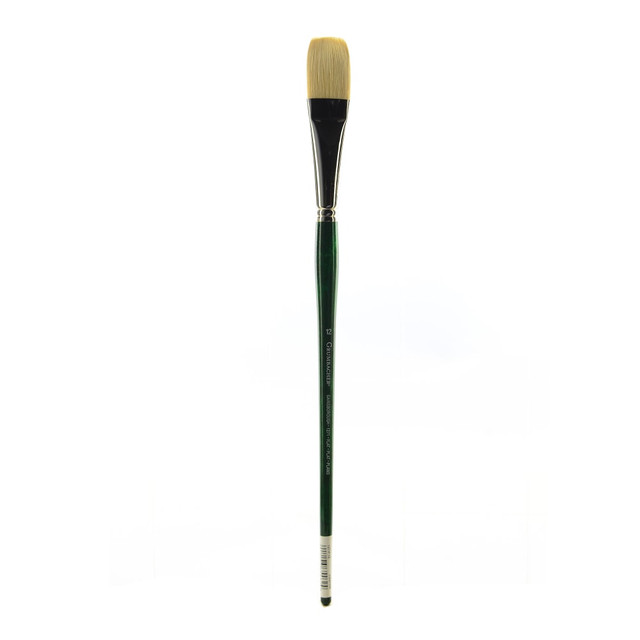 Grumbachers signature line of professional oil and acrylic brushes  High-quality, durable construction features a seamless nickel-plated brass ferrule for lasting use.  Chungking hog bristle is ideal for laying down thick paint where brush strokes are required.  Interlocked construction along with natural flags help preserve the natural curve of the bristle.