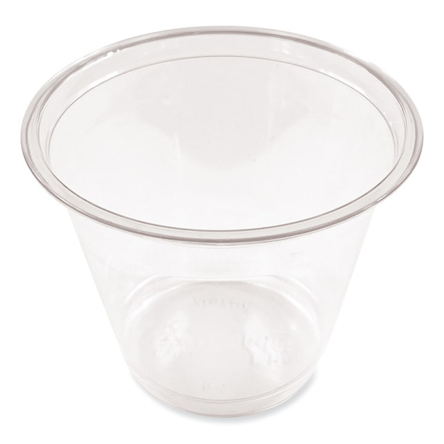 Serve beverages in the breakroom with the Boardwalk Plastic PET Cups. These cups are made from plastic for durability, and they're shatter resistant to help reduce the risk of breakage.  Made of durable plastic.  Shatter resistant design helps reduce breakage.  Disposable for your convenience.