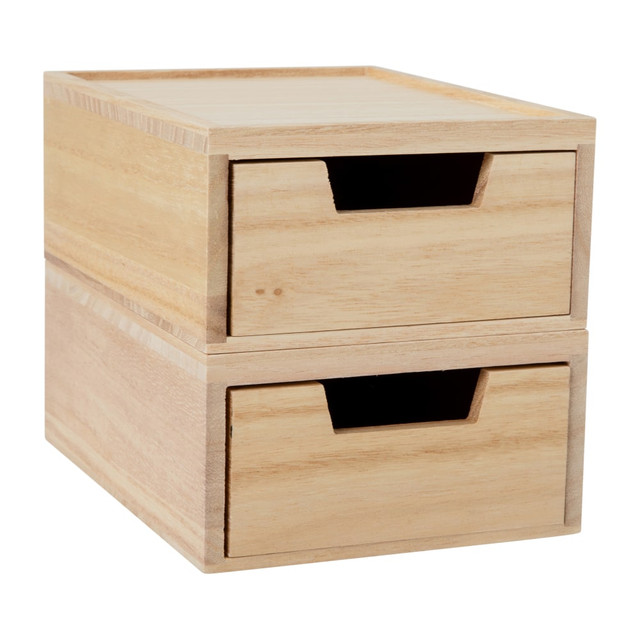 Help keep your space organized with these Martha Stewart Weston Stackable Storage Boxes With Drawers. The boxes can be stacked to help save valuable space and have drawers with cutouts that are easy to open and close.  Drawers feature trapezoidal-shaped cutouts to allow easy opening and closing.  Stackable design helps save counter space.  Wipes clean with a dry cloth.